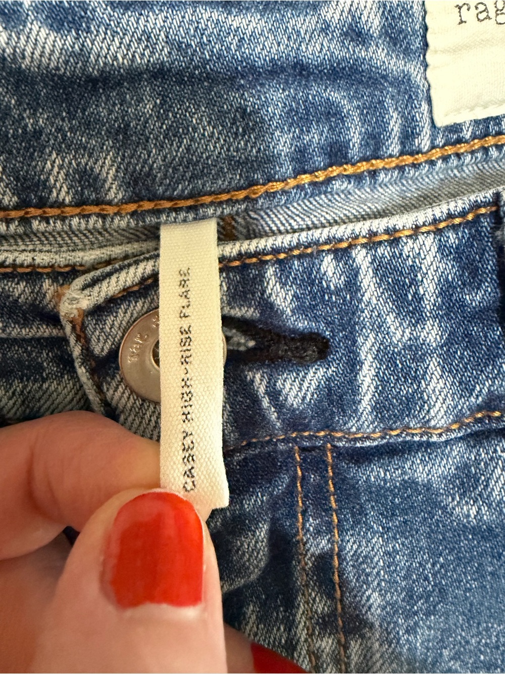 Rag & Bone | Casey High Rise Flare Jeans Norwalk Blue Boho Retro 70s - Picture 16 of 16